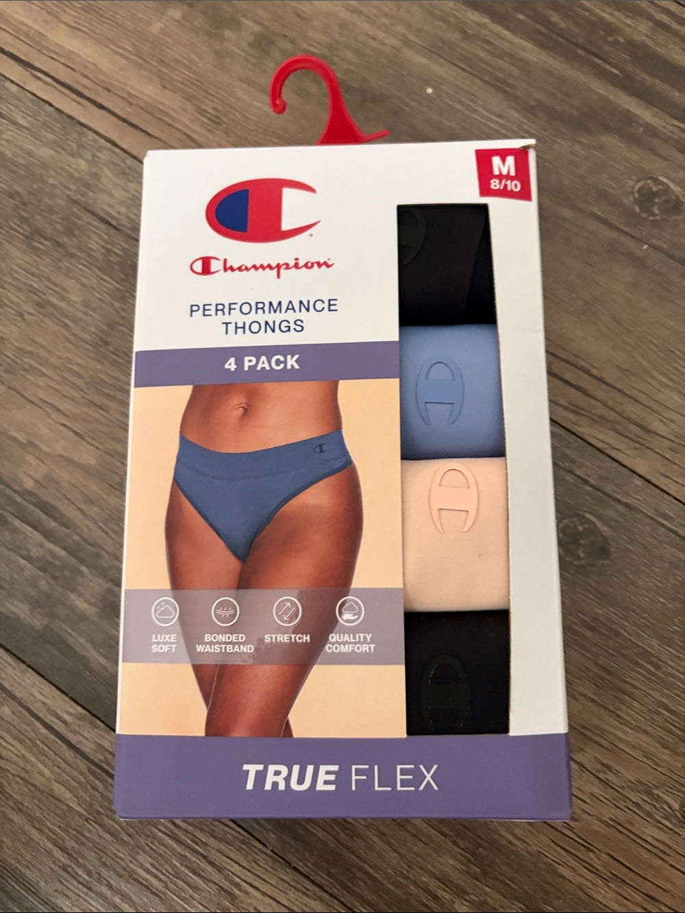 Champion True Flex Performance Thongs - Blue, Peach, Black (4 Pack)
